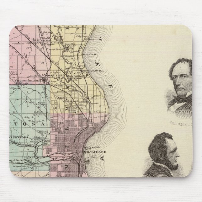 Mousepad Mapa do Condado de Milwaukee, Estado de Wisconsin (Frente)