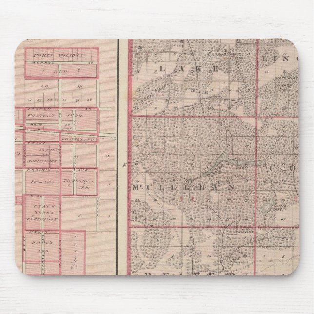 Mousepad Mapa do Condado de Newton com a Goodland e Kentlan (Frente)
