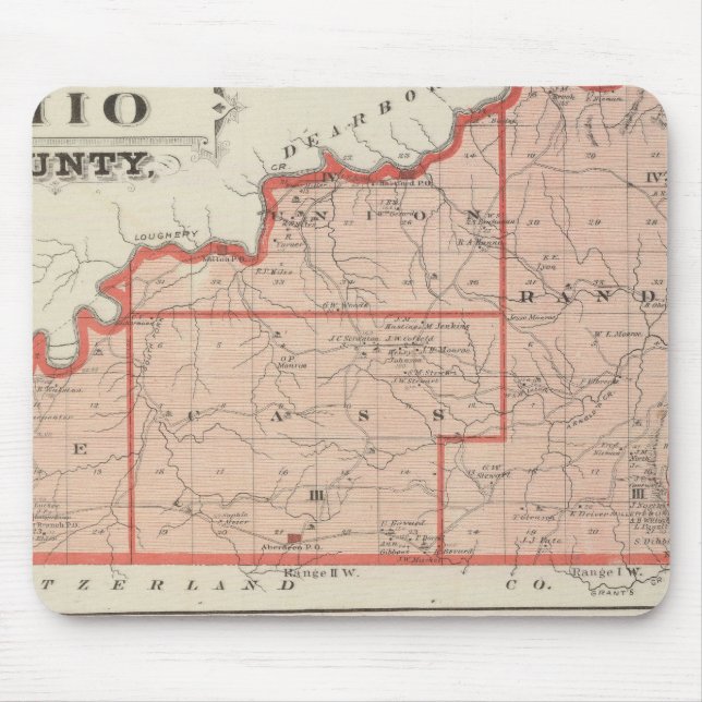 Mousepad Mapa do condado de Ohio com Cidade da Ascensão Sun (Frente)