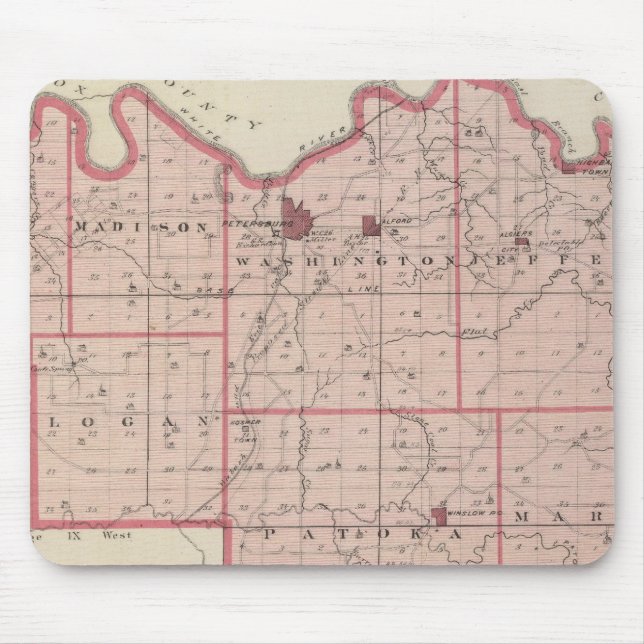 Mousepad Mapa do Condado de Pike com Plano de Petersburgo (Frente)