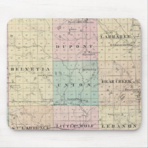 Mousepad Mapa do Condado de Waupaca, Estado de Wisconsin
