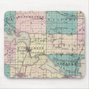 Mousepad Mapa do Condado de Winnebago, Estado de Wisconsin