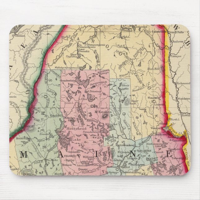 Mousepad Mapa Do Condado Do Estado De Maine (Frente)
