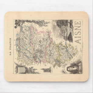 Mousepad Mapa do Departamento de Aisne França Alexandre Vui
