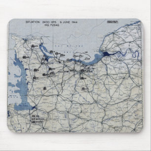 Mousepad Mapa do Dia D da Segunda Guerra Mundial 6 de junho