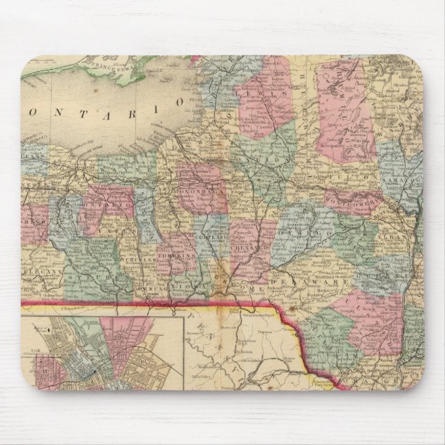 Mousepad Mapa do Estado de Nova Iorque por Mitchell (Frente)