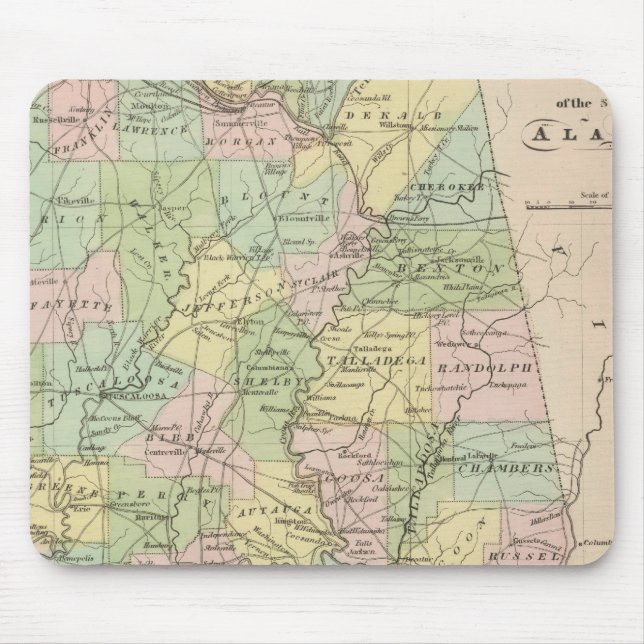 Mousepad Mapa do Estado do Alabama 2 (Frente)