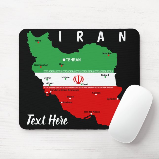 Mousepad Mapa do Irã com Bandeira e Emblema (Com mouse)