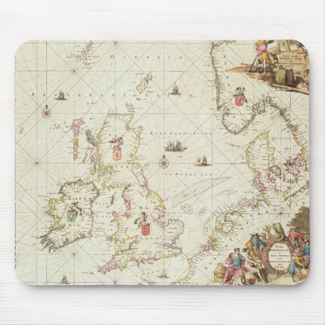 Mousepad Mapa do Mar do Norte, c.1675 (Frente)
