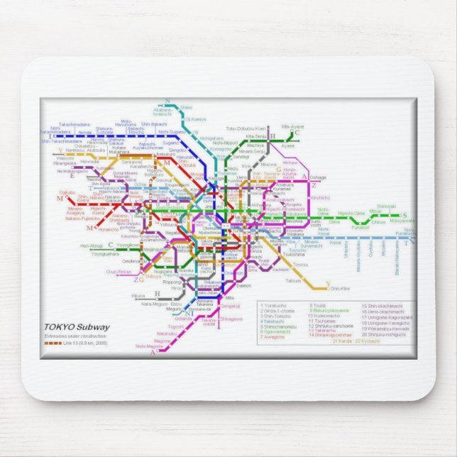 Mousepad Mapa do metro de Tokyo (Frente)