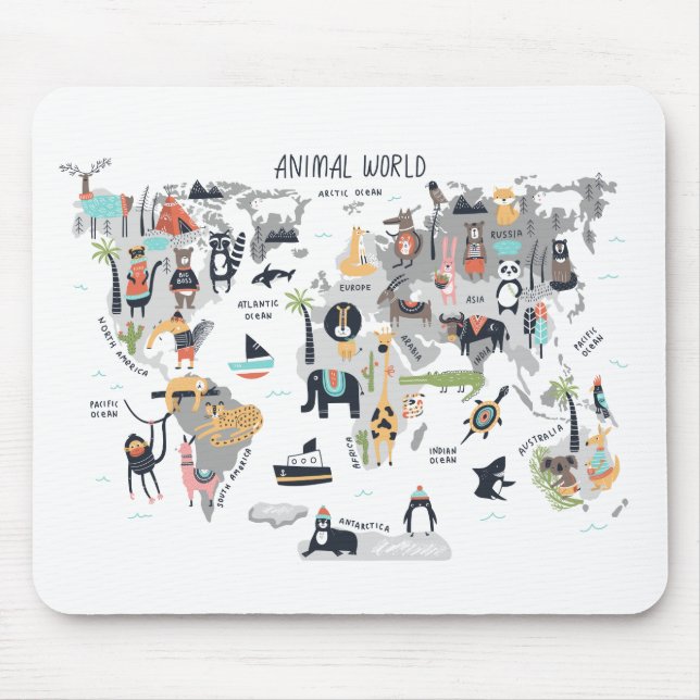 Mousepad Mapa do Mundo Animal (Frente)