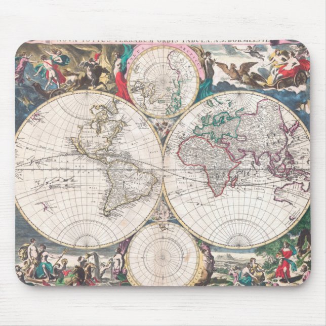 Mousepad Mapa do mundo antigo do Dobro-Hemisfério (Frente)