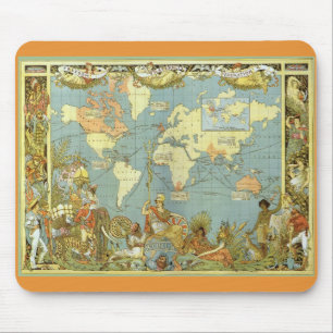 Mousepad Mapa do mundo antigo do Império Britânico, 1886