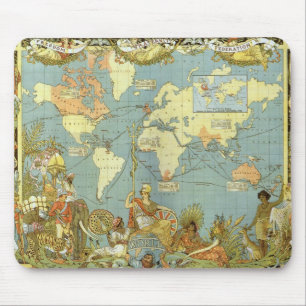 Mousepad Mapa do mundo antigo do Império Britânico, 1886