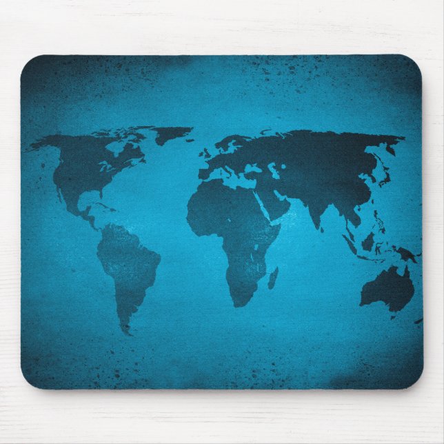 Mousepad Mapa do mundo azul da Vintage (Frente)