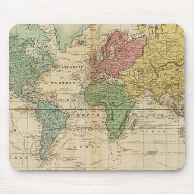 Mousepad Mapa do Mundo Colorido (Frente)