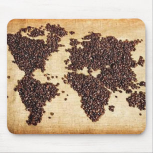 Mousepad Mapa do mundo de HealthyCoffee em feijões de caf