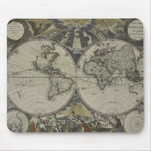 Mousepad Mapa do mundo dobro 1672 do hemisfério