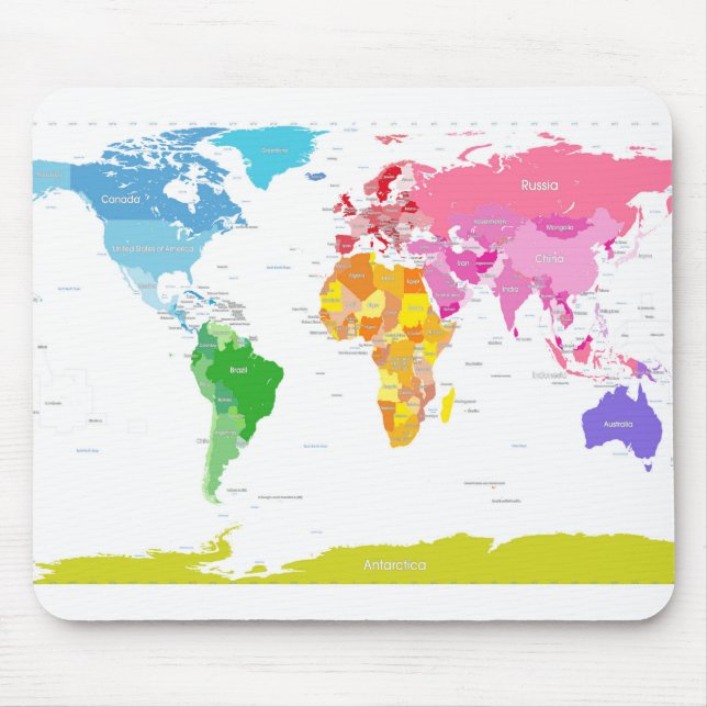 Mousepad Mapa do mundo dos continentes (Frente)