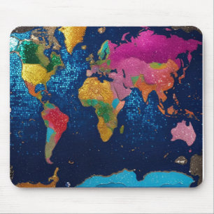 Mousepad Mapa do Mundo Esparso - Viagem de Aquarela
