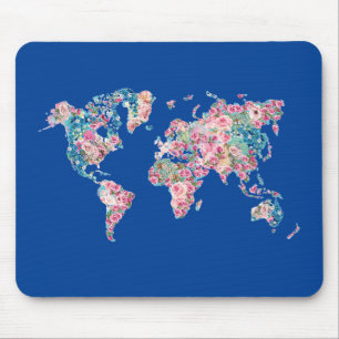 Mousepad Mapa do Mundo Floral