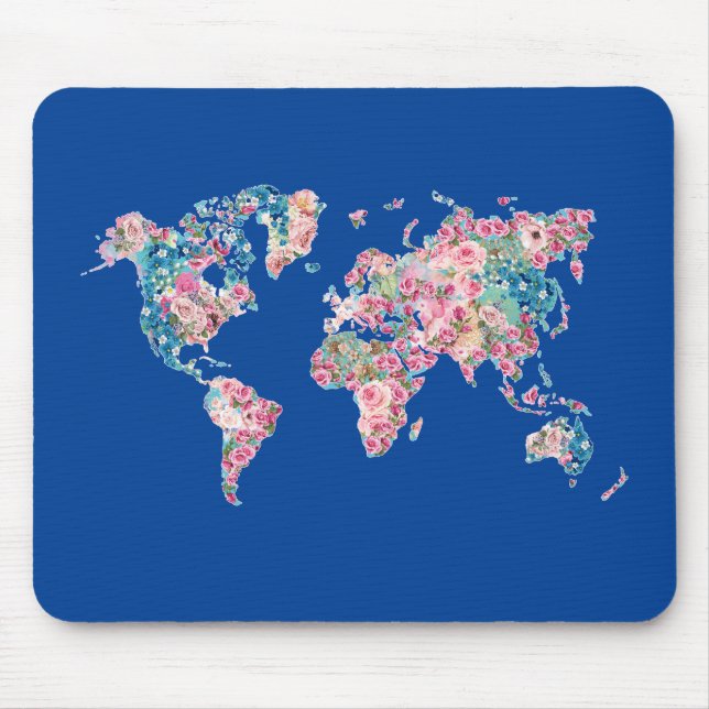 Mousepad Mapa do Mundo Floral (Frente)