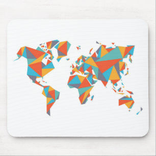 Mousepad Mapa do mundo geométrico abstrato