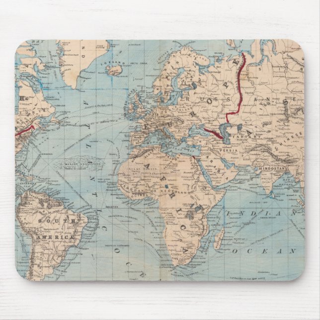 Mousepad Mapa do mundo na projeção do Mercator (Frente)