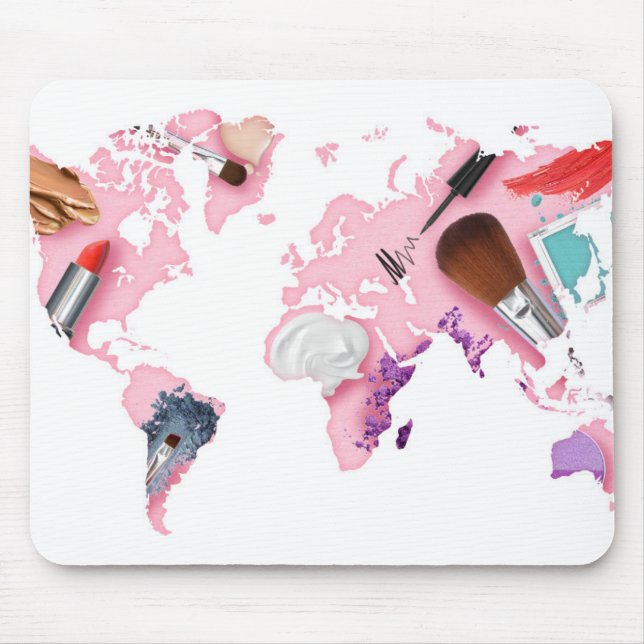 Mousepad Mapa do mundo Pastel de Comestics (Frente)