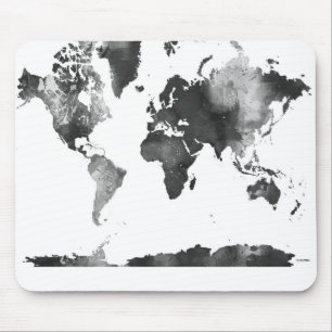 Mousepad MAPA DO MUNDO preto e branco