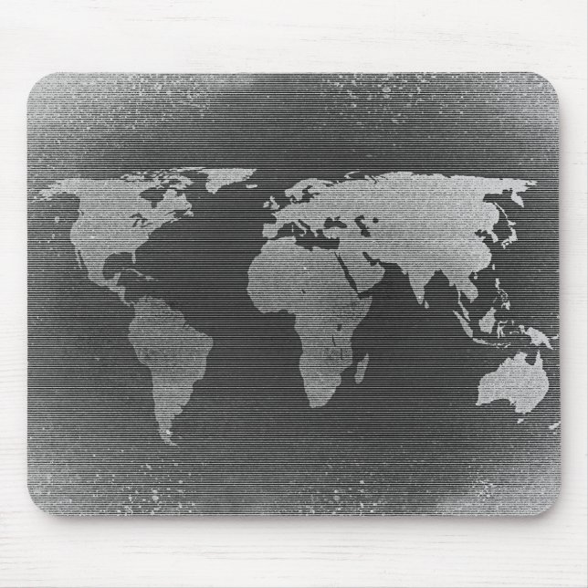 Mousepad Mapa do mundo preto e branco (Frente)