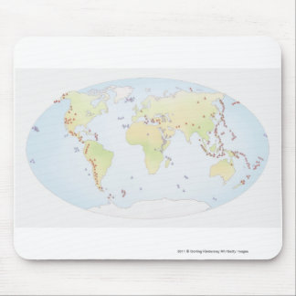 Mousepad Mapa do mundo que mostra locais da atividade