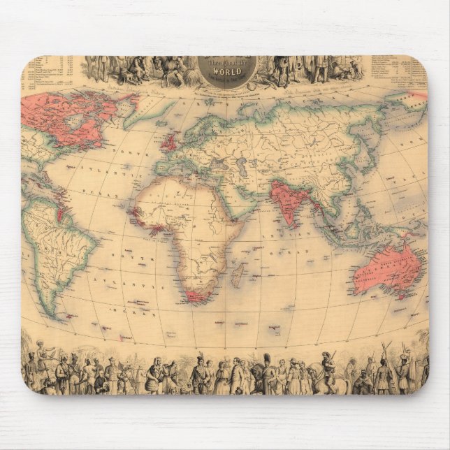Mousepad Mapa do mundo que mostra o Império Britânico (Frente)