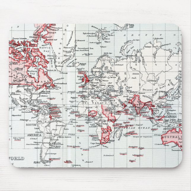 Mousepad Mapa do mundo que mostra possessões britânicas em (Frente)