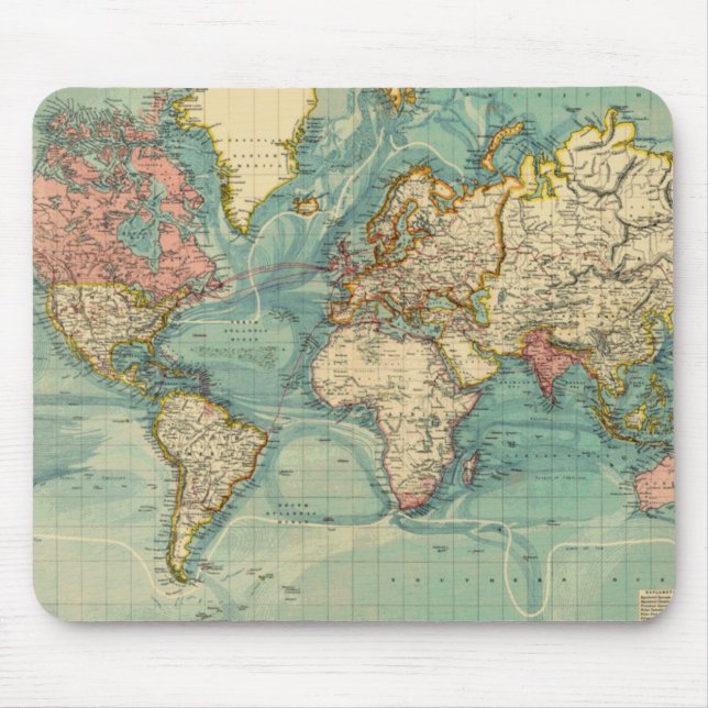 Mousepad Mapa do Mundo Vintage (Frente)