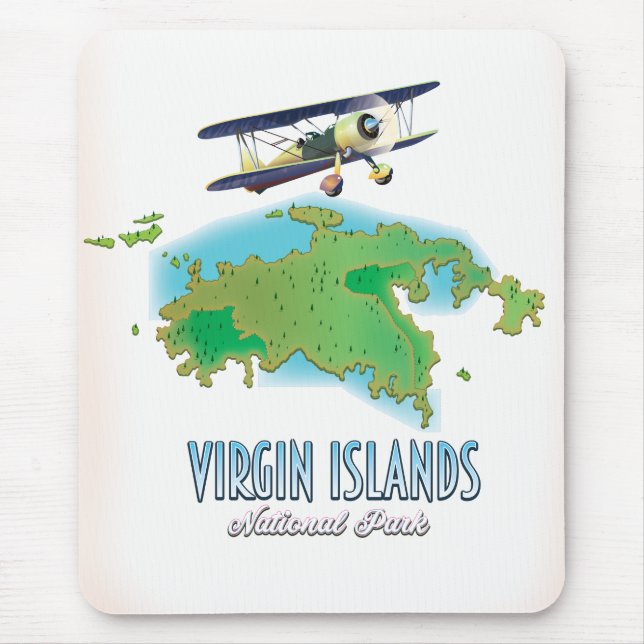 Mousepad Mapa do Parque Nacional das Ilhas Virgens (Frente)