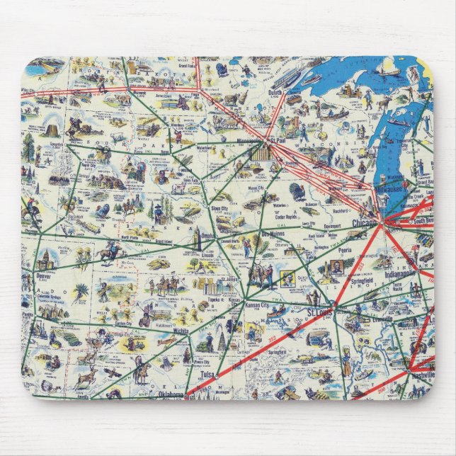 Mousepad Mapa do sistema da American Airlines (Frente)