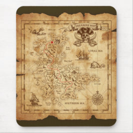 Mousepad Mapa do Tesouro Pirata Antigo Vintage X Marca o Lo