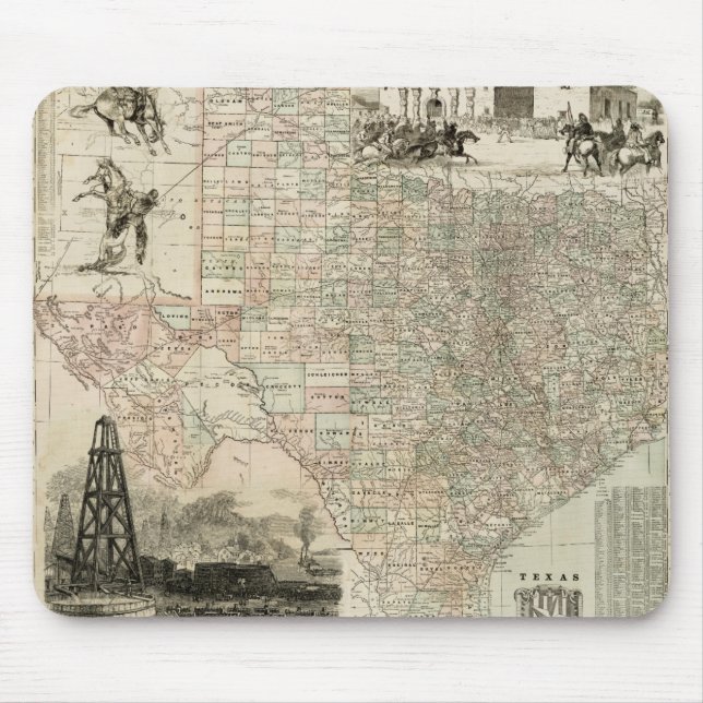 Mousepad Mapa do Texas com o County Borders (Frente)