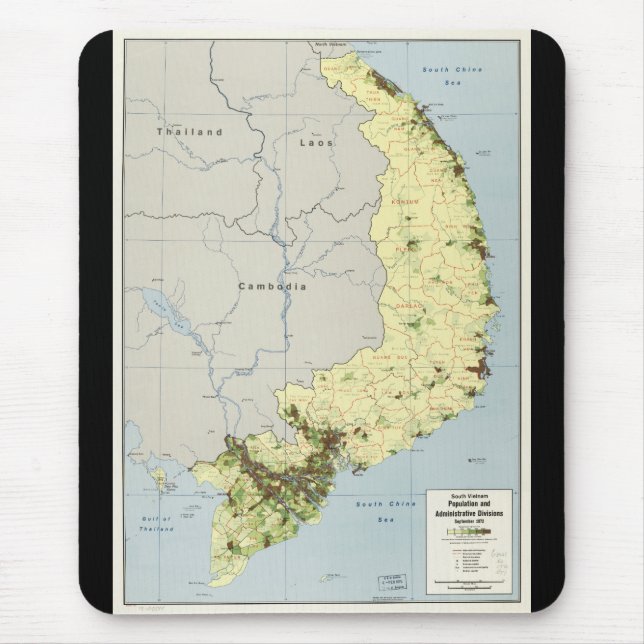 Mousepad Mapa do Vietnã do Sul setembro de 1972 (Frente)