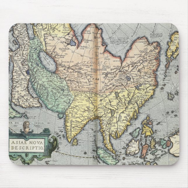 Mousepad Mapa do vintage de Ásia | 1592 (Frente)