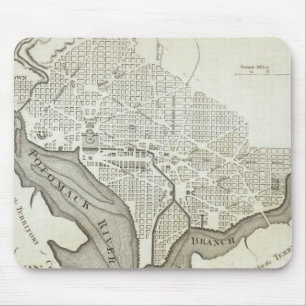 Mousepad Mapa do vintage de C.C. de Washington (1794)