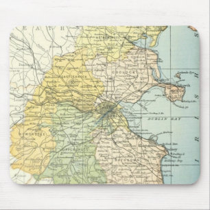 Mousepad Mapa do vintage de Dublin e de arredores (1900)