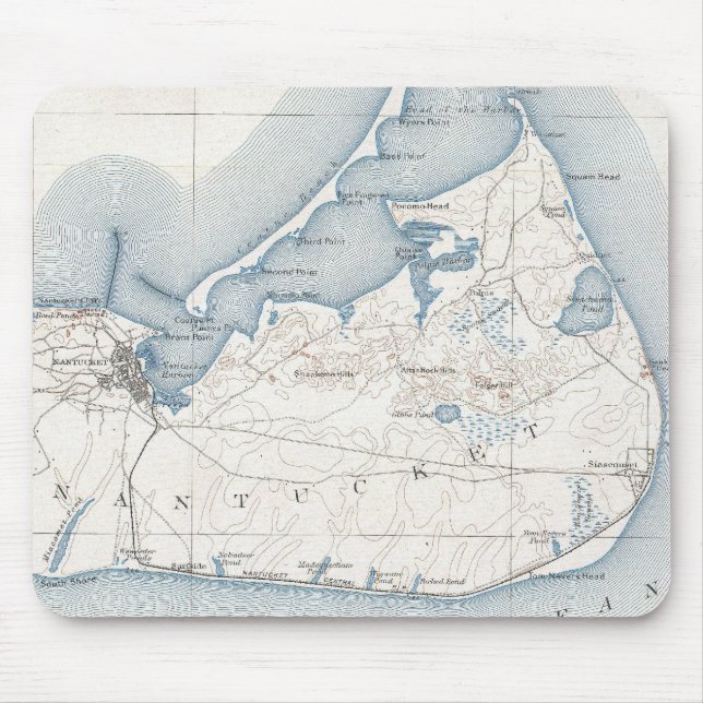 Mousepad Mapa do vintage de Nantucket (1919) (Frente)