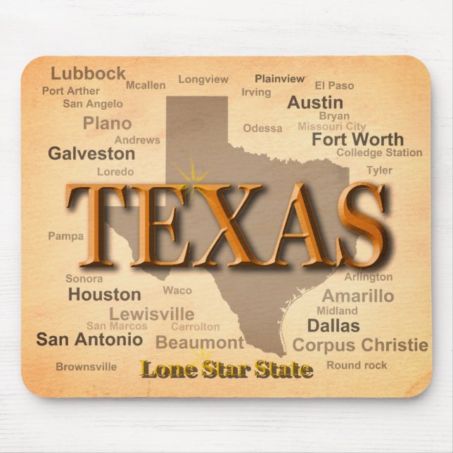 Mousepad Mapa do vintage de Texas (Frente)