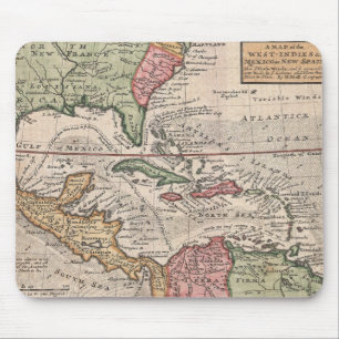 Mousepad Mapa do vintage do das caraíbas (1732)