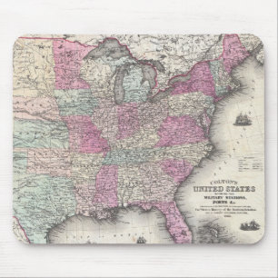 Mousepad Mapa do vintage dos Estados Unidos orientais