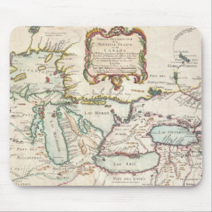 Mousepad Mapa do vintage dos grandes lagos (1755)