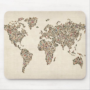 Mousepad Mapa dos calçados das senhoras do mapa do mundo