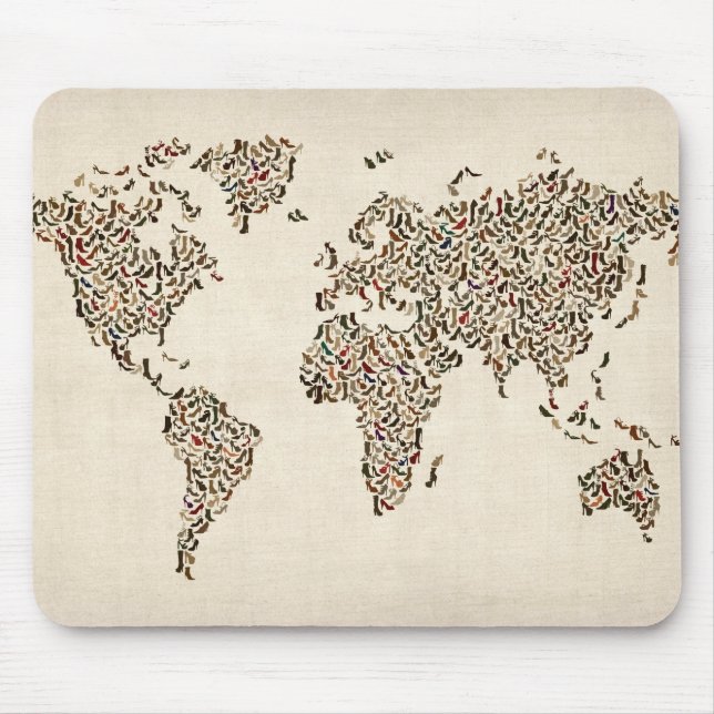 Mousepad Mapa dos calçados das senhoras do mapa do mundo (Frente)